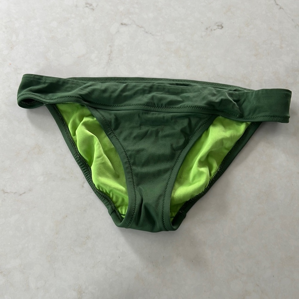 Like new Jcrew Dark Green Bikini Bottom mid rise cheeky | Size M